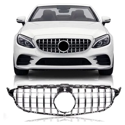 Produktbild von Kühlergrill Schwarz Chrom passt für Mercedes C-Klasse W205 14-18 + 360° Kamera auf Sport-Panamerica GT