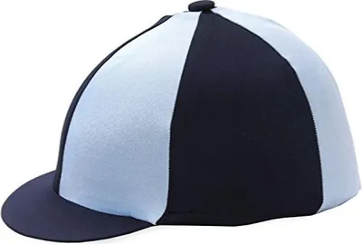 Produktbild von Hy  Elasthan-Reithelmüberzug, seidig glänzend, zweifarbig BZ506 (Einheitsgröße) (Marineblau/Hellblau)
