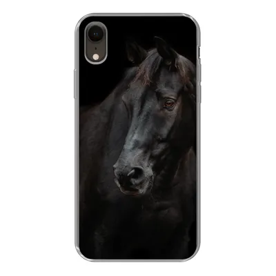 Produktbild von MuchoWow® Handyhülle Schutzhülle Hülle für iPhone XR Pferd - Leicht - Schwarz Silikon Softcase Handy Hülle - Schutzdeckel