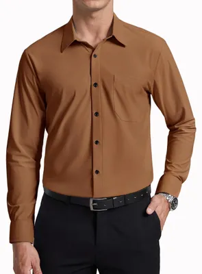 Immagine prodotto di Camicia da uomo a maniche lunghe, senza necessità di stiratura e dal taglio casual (taglia M, arancione)