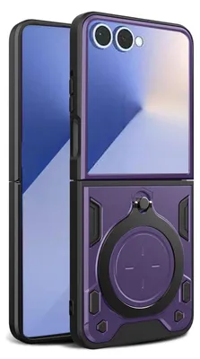 Produktbild von Für Samsung Galaxy Z Fold7 5G CD Textur TPU / PC Hybrid Ringhalter Hülle Lila