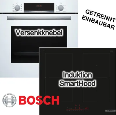 Produktbild von BOSCH Herdset 3D Heißluft Teleskopauszug ecoClean + Induktionskochfeld FlexInduktion Home Connect