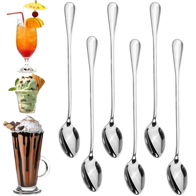 Productafbeelding van Latte -Dessertlepels Set van 6 - RVS - 19,7 cm - Zilver, AI-gegenereerde afbeelding