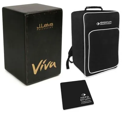 Zdjęcie produktu dla J.Leiva Viva Black Cajon – czarny z torbą i podkładką pod siedzenie