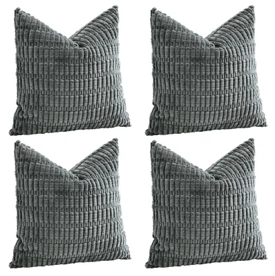 4er-Set Cord-Dekokissenbezüge 50x50 cm, Dunkelgrau
