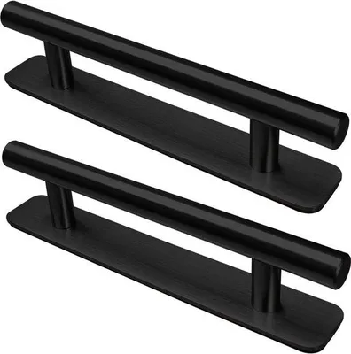 Produktbild von Famanu Möbelgriffe 2 Stück - Selbstklebend, Edelstahl, Schwarz, 128 mm