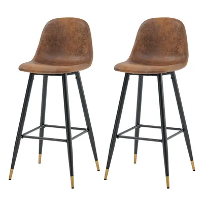 Produktbild von Meubles Cosy 2er-Set Barhocker im Industrial Stil mit Rückenlehnen aus WildKunstleder und goldenen Beinen – CHARLTON BAR