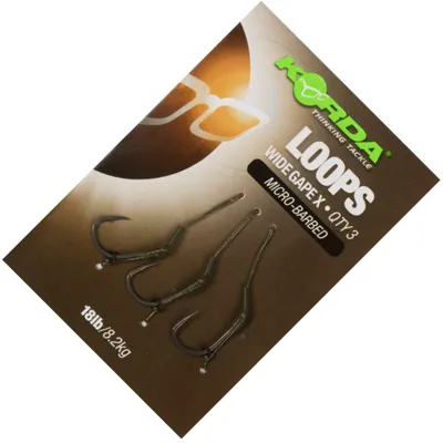 Produktbild von Korda Loop Rigs DF Wide Gape X 18lbs - 3 Karpfen Rigs , Größe:4
