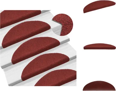 Produktbild von vidaXL 15 Stk. Selbstklebende Treppenmatten Nadelvlies 56x17x3cm Rot - Stufenteppiche