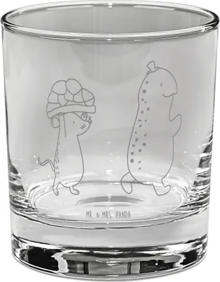 Produktbild von Mr. & Mrs. Panda Longdrinkglas Schildkröte Maus - Transparent - Geschenk, Gin Glas, Tumbler, Spazieren, Cocktailglas, Beste Freunde, für, gravur