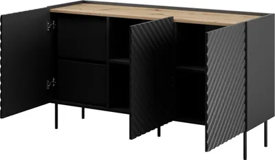 Zdjęcie produktu dla Cama Komoda 3D2SZ ONDA 150x45x85 czarny, Czarny, 2 szuf., Płyta wiórowa, Nowoczesny, Prostokątny, Płyta wiórowa