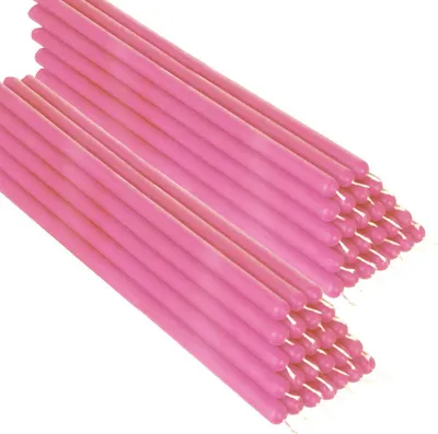 Produktbild von 50x Rose Bienenwachs 26cm Tafelkerze Ritualkerze Osterkerzen Farbig 36349