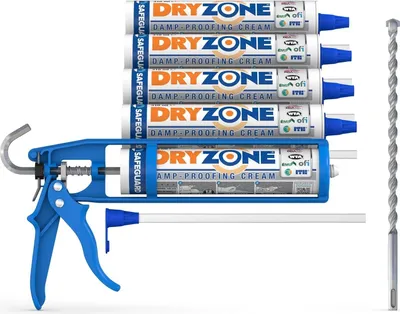 Produktbild von Dryzone Horizontalsperre Set (5x310ml,WTA ) komplettes Injektionverfahren System gegen aufsteigende Feuchtigkeit, Mauerwerks Trockenlegung