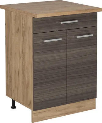 Produktbild von Küchenunterschrank Vicco R-Line Edelgrau 60 cm mit Schublade, AP Eiche, Model 53316