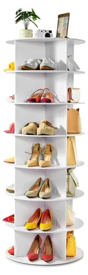 Drehbares Schuhregal 7 Ebenen, 360° drehbar, für 28 Paar, Weiß