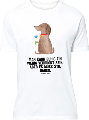 Produktbild von Mr. & Mrs. Panda Größe L T-Shirt Hund Blume - Weiß - Geschenk, Hunde, Shirt, Verrückt, Sprüche, Süß, Tshirt, Haha, mit Spruch