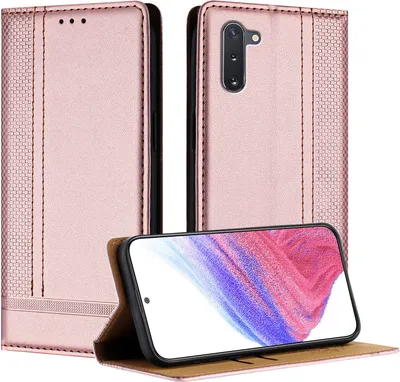 Produktbild von Handyhülle für Samsung Galaxy Note 10 Leder Flip Klappbare Schutzhülle mit Standfunktion Pink