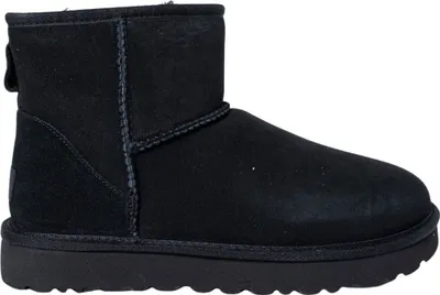 A black UGG Classic Mini II boot shown from the side.
