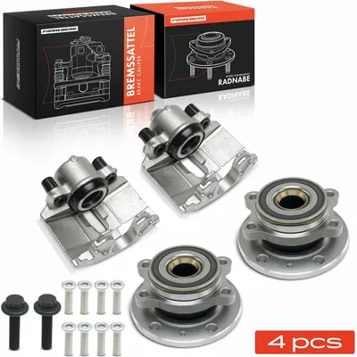 Produktbild von Frankberg 2x Bremssattel + 2x Radnabe Vorderachse Links Rechts für VW Golf 5 6 Passat Audi A3 Roadster