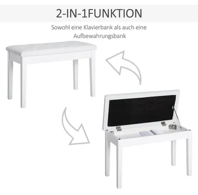 Produktbild von HOMCOM Klavierhocker, Klavierbank mit Verstecktem Stauraum, Klavierstuhl mit Kunstleder Kissen, Pianobank, Massivholz Keyboardbank für Piano