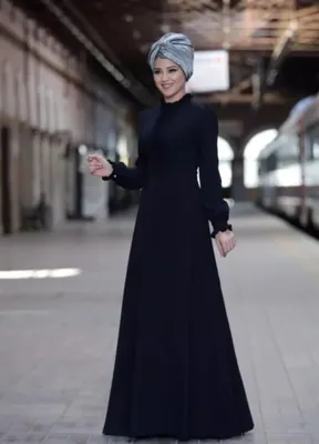 Produktbild von Abendkleid Abaya Lang Hijab Marineblau 38 Tesettür Abiye AR-759