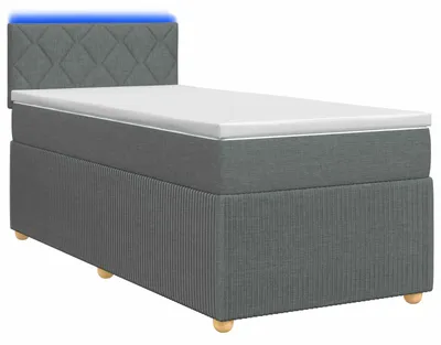Image de vidaXL Lit boxspring avec matelas gris foncé 90 x 200 cm Tissu
