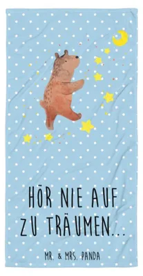 Produktbild von Mr. & Mrs. Panda Strandtuch Bär Träume - Blau Pastell - Geschenk, Traum, frottierhandtuch, Reisehandtuch, Teddy, Großes Badehandtuch, Träumen, Traumdeutung, Handtuch