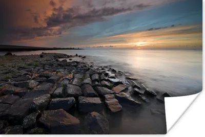 Produktbild von MuchoWow® Poster Wattenmeer - Felsen - Sonne 60x40 cm - Schlafzimmerdekoration