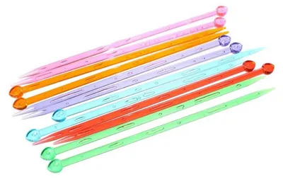 1 Paar farbige Stricknadeln Acryl Länge 25 cm Stärke 4-10 mm