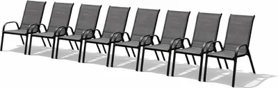 8er Gartenstuhl Outdoorstuhl Stapelstuhl stapelbar Metall Textilen Anthrazit