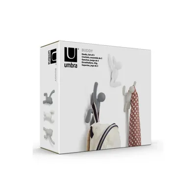 Obrázok produktu pre Umbra BUDDY nástenný háčik, háčik na kabát, vešiak na kabát, háčik, obývacia izba, predsieň, bytový doplnok, Abs, sada 3 ks, viacfarebný, 318165-023