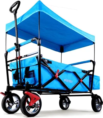 Zdjęcie produktu dla Skladany wózek FUXTEC FX-CT500, turkusowy, dach, hamulec, GS certyfikat Türkis
