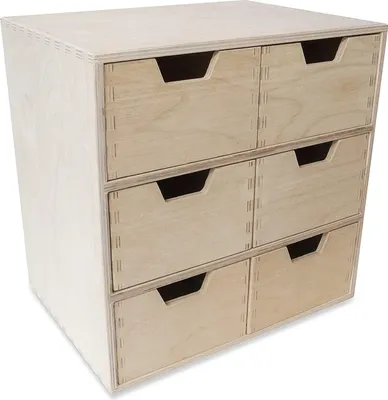 Produktbild von Creative Deco Schubladen-Box aus Birken-Sperrholz | 6 Schubladen | 28,5 x 20 x 28,5 cm (+/- 1 cm) | Mini-Kommode für Kleinigkeiten | Perfektes Ordnungssystem für Lagerung, Decoupage & Dekoration