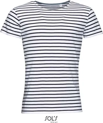 Produktbild von SOLs 01398 | Herren Striped T-Shirt modisch gestreift - Farbe: White/Navy - Größe: L