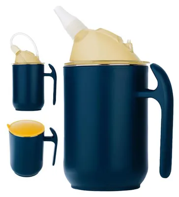Produktbild von Becher für Kinder & Erwachsene mit 2 Deckeln + Strohhalm, ideal für Senioren, Schwangere & Pflegebedürftige, vielseitig einsetzbar