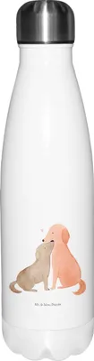 Produktbild von Mr. & Mrs. Panda Thermos Hunde Liebe - Weiß - Geschenk, Herz, Verliebt, Sprüche, Getränkeflasche, trinkflaschen, Hund, edelstahl wasserflasche, Trinkflasche, Kuscheln