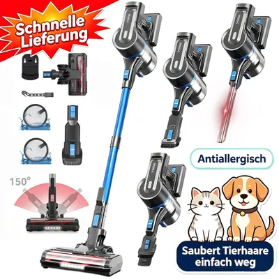 Produktbild von Grenintol Akku Staubsauger kabellos, 6-in-1 Hand-und Stielstaubsauger, bis zu 65000 Pa Saugleistung, bis zu 60 Minuten Laufzeit, beutellos
