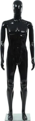 Zdjęcie produktu dla Manekin Męski Ze Szklaną Podstawą, Czarny, Błyszczący, 185 Cm Lumarko!