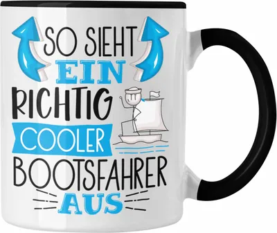 Produktbild von Trendation - So Sieht Ein Richtig Cooler Bootsfahrer Aus Geschenk Tasse Lustiger Spruch Geschenkidee (Schwarz)