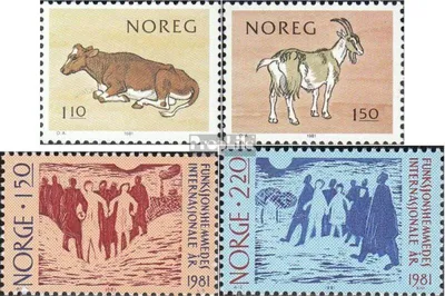Produktbild von Briefmarken Norwegen 1981 Mi 834-835,845-846 (kompl.Ausg.) postfrisch Milchproduzenten