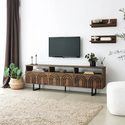 Zdjęcie produktu dla Skye Decor, Helen - Walnut, szafka pod telewizor, orzech, 100% MASSIVE PINEWOOD, 170 x 30 x 40 cm
