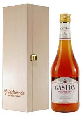 Produktbild von Gaston Weinbrand mit Geschenk-Holzkiste