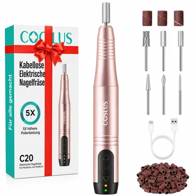 Immagine prodotto di Fresatrice per unghie portatile senza fili COSLUS C20, set professionale 11 in 1 per manicure e pedicure, lima per unghie in gel e acriliche, sagome per unghie