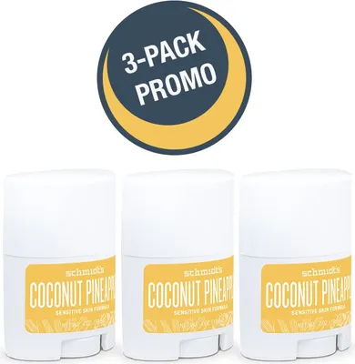 Image de 3 PACK Schmidt s Naturals Deodorant Stick Coconuts Ananas Peaux Sensibles