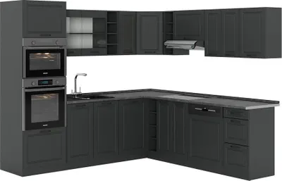 Produktbild von Eckküche Vicco R-Line Anthrazit Landhaus 247 x 46 cm ohne Arbeitsplatte, Model 53595