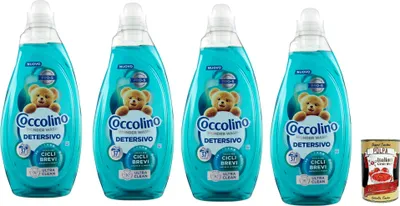 Produktbild von Coccolino Wonder Wash Detersivo Ultra Clean 37 Wäschen, flüssiges Waschmaschinen waschmittel, luiquid laundry detergent, 4x 1480 ml + Italian Gourmet polpa 400g