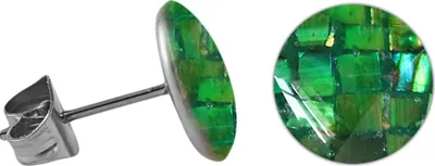 Produktbild von Chirurgenstahl Ohrstecker mit rundem Mosaik Größe - 10 mm Farbe - Grün