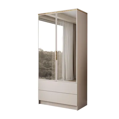 Produktbild von Kippschrank AURORA KASCHMIR 2D2S mit Schubladen Gold Chrom Griffe, Spiegel