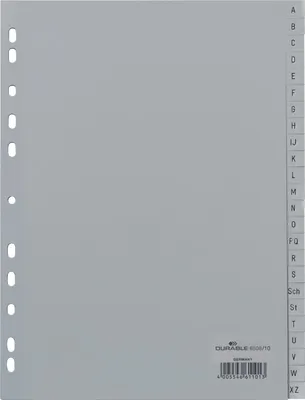 Image de 10x DURABLE 6508-10 Intercalaires en plastique A-Z A4 24 pièces gris