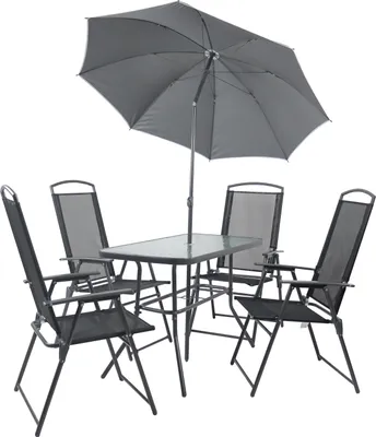 Immagine prodotto di Set 5 pezzi mobili da giardino | gruppo posti a sedere gruppo da pranzo | 1xtable, 4x sedie | dimensioni tavolo ca. H. 70 x W. 110 x D. 55 cm | Hochlehner Set 110